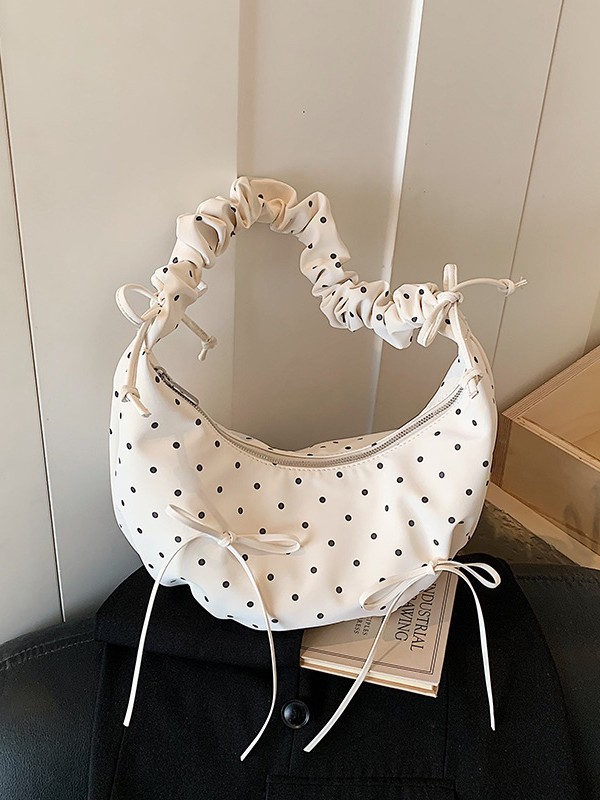 Korean style polka dot fashion niche design shoulder bag with a lazy style canvas tote bag for daily commuting underarm bag