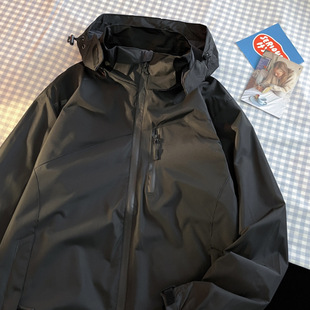American jacket men's Japanese style cityboy couple's functional style tooling new jacket stand collar hooded