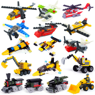 Small Particle Building Blocks Aircraft Helicopter Automobile Engineering Vehicle Assembled Educational Early Education Toy Boy Gift
