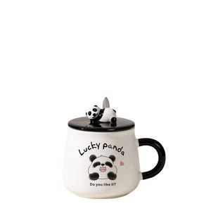 Panda Mug Girl's High-value Accompanying Gift Coffee Cup with Lid and Spoon Ceramic Cup Cute Birthday Gift Cup