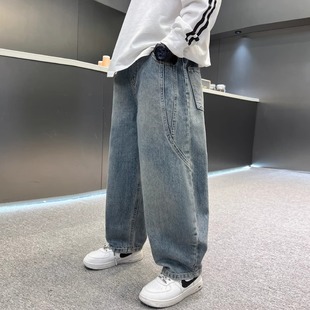 Boys' Pants Spring and Autumn 2025 New Style Middle-large Children's Spring Boys' Children's Wear Spring Straight-leg Wide-leg Jeans