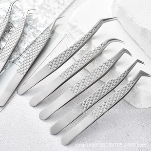 False Eyelash Tweezers High Precision Eyelash Clip Flowering Grafting Eyelash Shop Special Diamond Mesh Universal Tweezers Cross-border