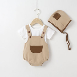 One-year-old baby's 100-day-old strap Harbin clothes autumn summer clothes baby girl's jumpsuit bag fart clothes sling climbing clothes