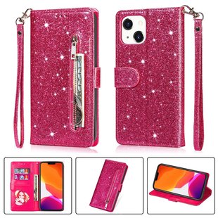 Suitable for Iphone16 Glitter Zipper Bag Mobile Phone Case Apple 15 Card Flip Wallet Leather Case S24 Protective Case