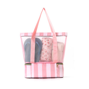 Cross-border Double-layer Beach Bag Large Capacity Portable Swimming Bag Travel Portable Beach Bag Swimsuit Waterproof Storage Bag