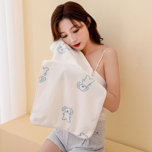 Wholesale Printed Coral Fleece Towel Bath Towel Soft Absorbent Bath Skirt Cartoon Dry Hair Cap Home Towel Four-piece Set
