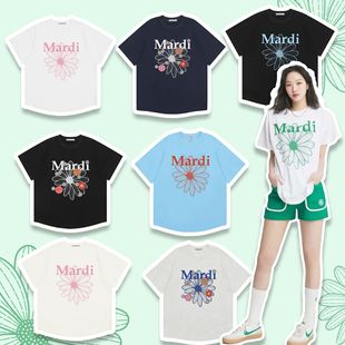 [genuine goods in stock] Mardi short sleeve three flowers small daisy dachshund dog gold high silver with South Korea tide brand T-shirt women