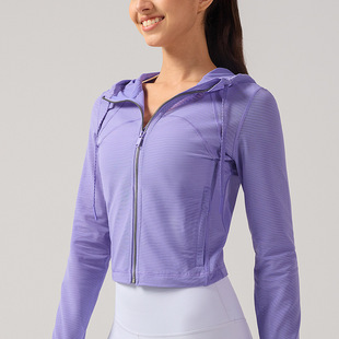 Summer New Slim-fit Breathable Collar Sun Protection Clothing Sports Yoga Quick-drying Tight Nylon Outdoor Sports Jacket for Women