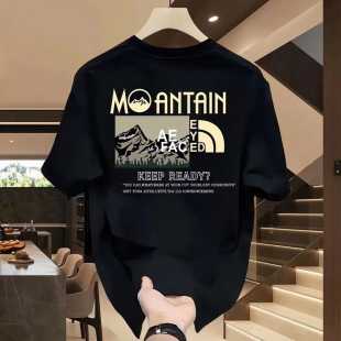 T-shirt Trendy Brand High-end Short-sleeved Men's Summer 2025 New Ins Loose Heavy-weight Round Neck Pure Cotton Puffy Handsome Top T-shirt