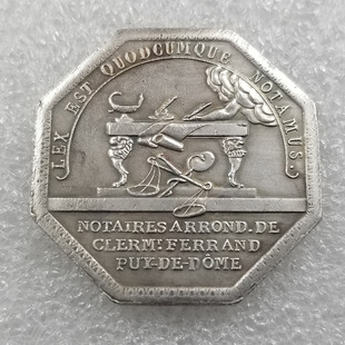Antique French Octagon Special-Shaped Coin Medal Medal Silver-Plated Coin Dressed Silver Dollar Silver Circle