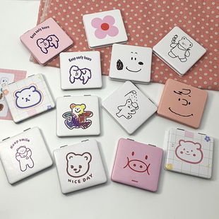 Manufacturers supply cute cartoon double-sided folding portable small Mirror carry-on bag treasure makeup mirror LOGO pattern