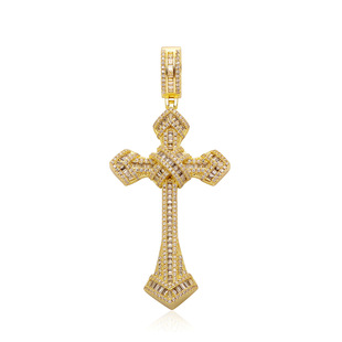 Europe and the United States cross-border hip hop T square zircon cross pendant tide men and women fashion personality necklace accessories wholesale