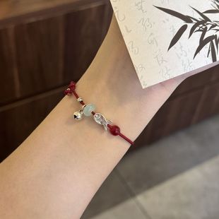 Loveable Fish Yuelong Gate Bell Bracelet Shore Red Rope Koi Couple's Best Friend Hand Rope Chinese Style Woven Transporter Bracelet
