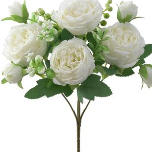 Artificial flowers 5 heads of peony and peony fake bouquet roses artificial flowers wedding flowers home wedding decoration