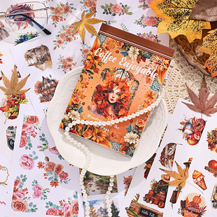 Cross-border ZBC material book loose old time series hand account material decoration collage backing sticker book 4