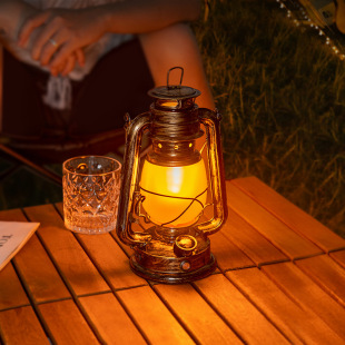 Vintage Outdoor Chinese Camping Horse Lantern Atmosphere Hand Tent Iron Acrylic Rechargeable Solar Three-color Light