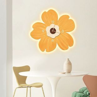 Simple wall hanging clock clock hanging wall guest restaurant creative flower bedroom pastoral style room decoration silent clock