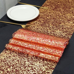 Amazon Cross-border Explosions Golden Bronzing Table Runner Rectangular Polyester Wedding Birthday Wedding Home Dining Table Decoration