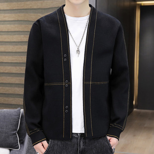 New Knitted Cardigan Men's Spring and Autumn Trendy Knitted Sweater Sweater Loose Fashion All-match Casual Jacket