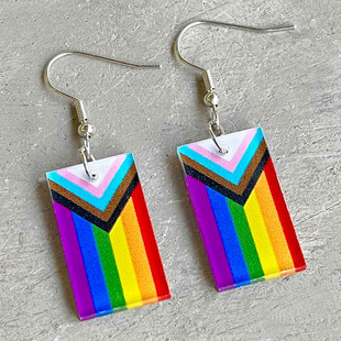 Cross-border Earrings Amazon Rainbow Geometric Simple Gay Multi-color Earrings Long Acrylic Summer Earrings