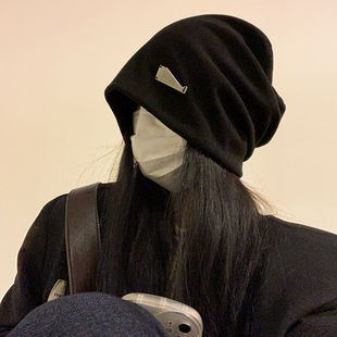 Lazy Wind Big Head Heap Hat Women's Autumn and Winter Fashion Pullover Moon Hat Cold Hat Face Small Baotou Hat Women