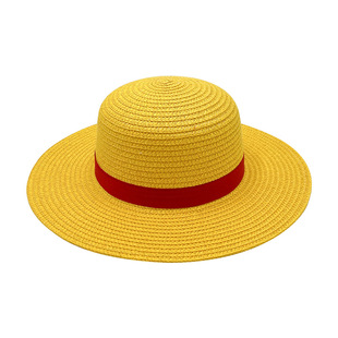 Летняя плоская верхняя часть Luffy с соломенной шляпой, Женская плоская вдоль детской пляжной шляпы, Солнцезащитная шляпа из рафии, травы, оптом