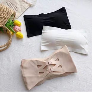 Ice Silk Anti-running Light Wrapped Chest Underwear Women's Strapless Vest Beautiful Back Sexy Strapless One-piece Bra Summer