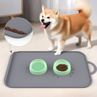 Cross-border New Products with Pocket Silicone Pet Dog Mat Anti-spill Anti-slip Mat Easy to Collect Large Silicone Pet Placemat
