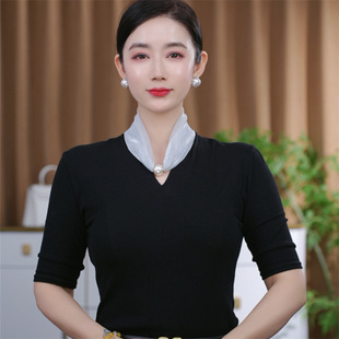 [New Saiqi] A tone explosion Korean version of the new Joker colorful beads neck fashion small silk scarf spring and summer scarf