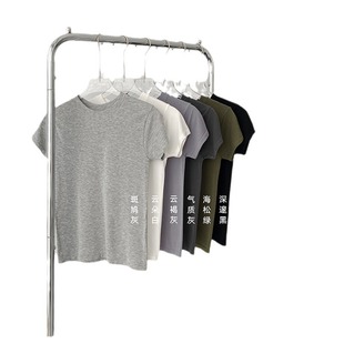 2024 spring and summer mulberry silk soft skin clouds seamless integrated elastic basic short sleeve