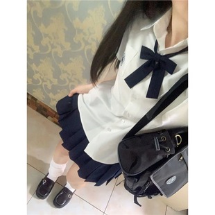 College Style Original JK Uniform Short Sleeve Shirt Women's Japanese Basic White Embroidered Shirt Sweet Summer Top