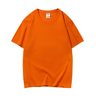 Cross-border hair 200G cotton short sleeve loose solid color men's and women's T-shirt bottoming shirt casual plus size summer half sleeve