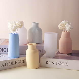 Zhongcheng silicone diy epoxy mold Nordic light luxury striped fresh resin vase silicone mold cross-border special