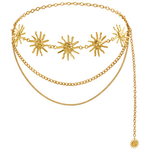 Temperament personality exaggerated sun moon large size waist chain European and American fashion hip hop hot girl adjustable body chain accessories