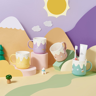 New ice cream cup bathroom household parent-child mouthwash Cup Xiaoqing new high-looking plastic drinking cup drop-resistant
