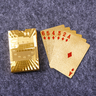 Cross-border Gold Foil Poker Tuhao Gold Plastic Waterproof Poker Souvenir Collection Cards Chess and Cards Spot Direct Marketing