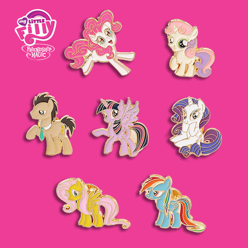 Cartoon Anime Pony Pony Badge Purple Yue Unicorn Brooch Couple Backpack Decorations Pencil Bag Accessories Badges