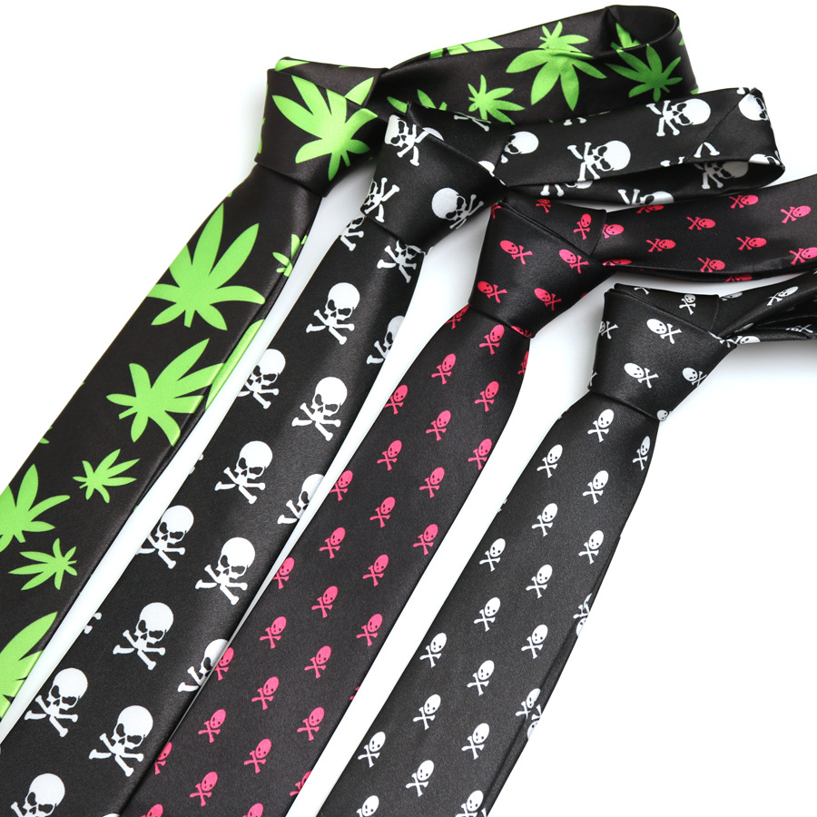 Halloween cosplay Skull Party Tie Male and Female Student Accessories Printed 5cm Ghost Festival Tie