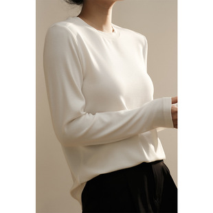 Cashmere Protein Crewneck Long Sleeve Base Shirt 2024 Autumn and Winter New Loose Slim Inner Warm Sweater Top