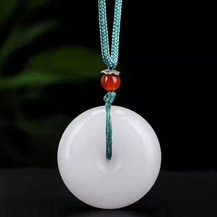 Suet White Jade Xinjiang Gold Silk Jade Sachet Necklace Pendant Bagel Safe Buckle Pendant