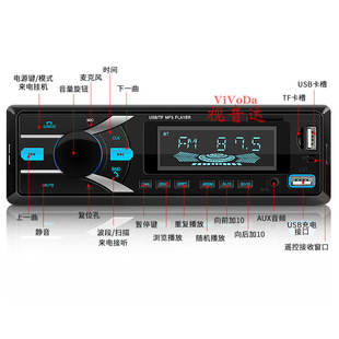 Cross-border new 12v Universal car Bluetooth mp3 player support TF card U disk FM car radio 2220