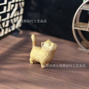 Деревянная резьба по дереву Yaobai милая гордая кошка зеленое сандаловое дерево самшит котенок ручка украшение мультяшной сети красный кот ячмень та же модель