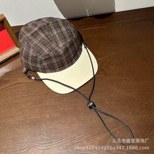 Niche Outdoor Flat-brim Cap Korean-style Summer Thin Flat-brim Plaid Sunshade Outdoor Camping Parent-child Baseball Cap