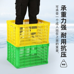 Large Thickened Hollow-out Drop-resistant Plastic Basket Fruit New Cooked Rubber Basket Transport Box Cold Storage Floor Swing Rectangular Basket