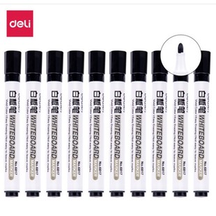 Deli Erasable Whiteboard Pen Teacher's Water-based Black Drawing Pen Writing Pen Easy-to-erasure Thick-headed Large-head Marker Pen