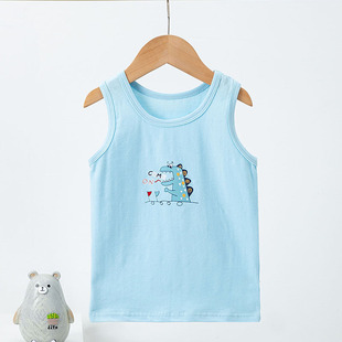 New Children's Vest Sleeveless Summer Cotton Printed Thin Men's Children's Wear Baby Boys Middle and Big Children's Top Base