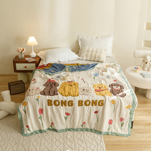 2024 New Style Puff Quilt Cotton Ten-Layer Gauze Summer Quilt Summer Quilt Spring and Autumn Quilt Soft Washed Gauze Cover Blanket