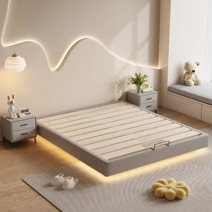 Suspension Bed No Bed Head Bed Rack Bed Small Apartment Solid Wood Bed Rack Tatami Master Bedroom Big Bed Suspended Leather Bed