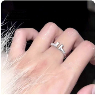 T Home Double T кольцо женский натуральный моллюсков дрель v золотое покрытие 18k нишевые дизайн пара открыть кольцо с завода прямых продаж