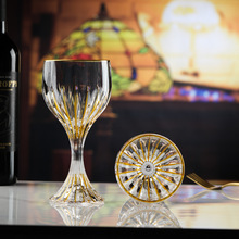 Light Luxury Vintage Embossed Red Wine Glass High Color Value Crystal Glass Golden Goblet Wine Cup Holiday Gift Box